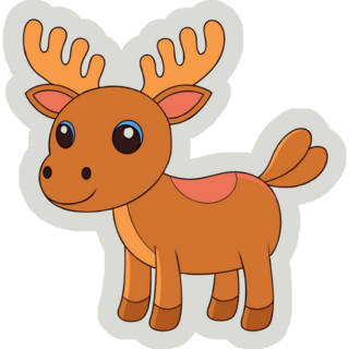 Cute Baby Moose Cartoon Sticker