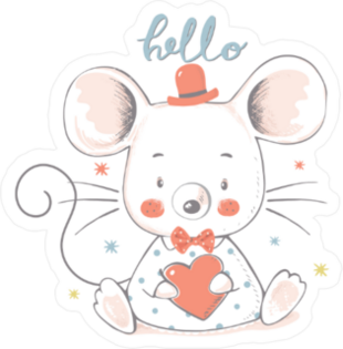 Cute Baby Mouse Cartoon Sticker