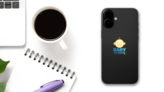 Cute Baby On Board Face Sticker on a Phone (New) example