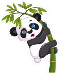 Cute Baby Panda Hanging On Bamboo Sticker