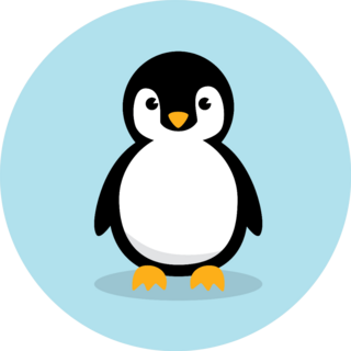Cute Baby Penguin Standing On Sky Blue Sticker