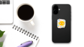 Cute Baby Sun Sticker on a Phone (New) example