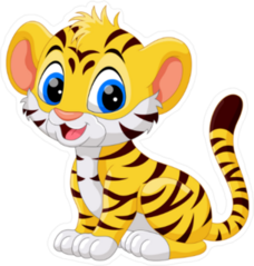 Cute Baby Tiger Cartoon  Sticker