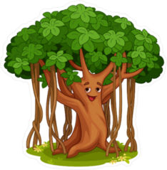 Cute Banyan Tree Cartoon Sticker