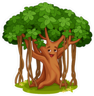 Cute Banyan Tree Cartoon Sticker