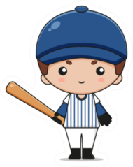 Cute Baseball Mascot Character With Bat Sticker