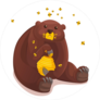 Cute Bear Caught Eating Honey Sticker