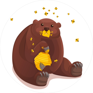 Cute Bear Caught Eating Honey Sticker