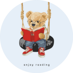 Cute Bear Doll Reading A Book Sticker