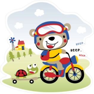 Cute Bear Driving Motorcycle Kids Sticker