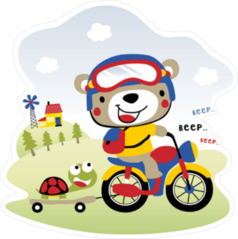 Cute Bear Driving Motorcycle Kids Sticker