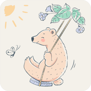 Cute Bear In Swing Cartoon Sticker