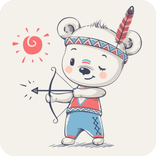 Cute Bear Indian With A Bow Sticker