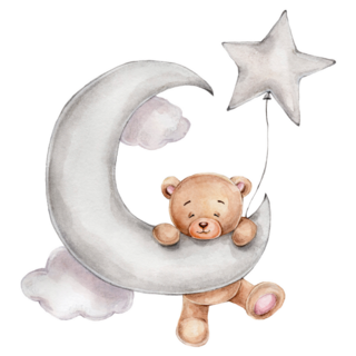 Cute Bear & Moon Sticker
