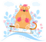 Cute Bear On A Sled Winter Fairytale Sticker