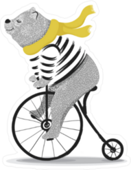 Cute Bear on Bicycle Sticker