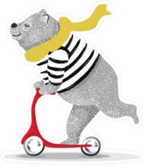 Cute Bear Scooter Sticker