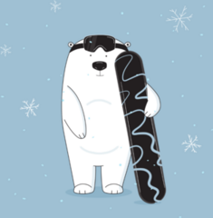 Cute Bear With Snowboard Sticker