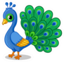 Cute Beautiful Blue Peacock Cartoon Sticker