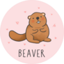 Cute Beaver Cartoon On Pink Sticker