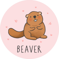 Cute Beaver Cartoon On Pink Sticker