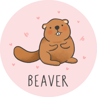 Cute Beaver Cartoon On Pink Sticker