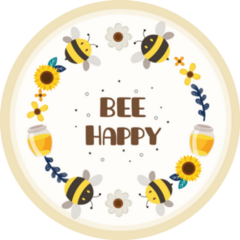 Cute Bee Happy Floral Honey Lettering Sticker 