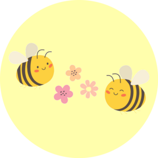 Cute Bees Fly Over Flowers Sticker