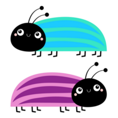 Cute Beetle Bug Set Sticker
