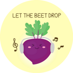 Cute Beetroot Listening To Music “Let The Beet Drop” Sticker