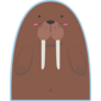 Cute Big Fat Walrus On Light Blue Sticker