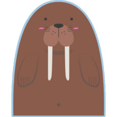 Cute Big Fat Walrus On Light Blue Sticker