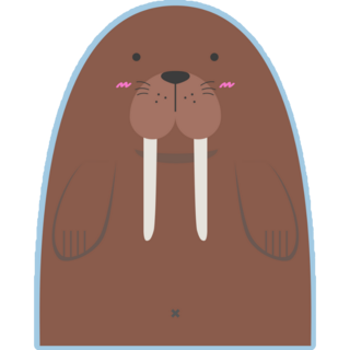 Cute Big Fat Walrus On Light Blue Sticker
