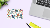 Cute Birds And Flowers Sticker Sheet on a Desk (New) example