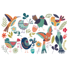 Cute Birds And Flowers Sticker Sheet