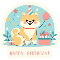 Cute Birthday Shiba Sticker