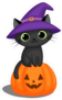Cute Black Cat On A Halloween Pumpkin Sticker