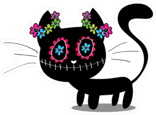 Cute Black Day of the Dead Kitten Sticker