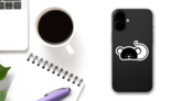 Cute Black Rat Sticker on a Phone (New) example