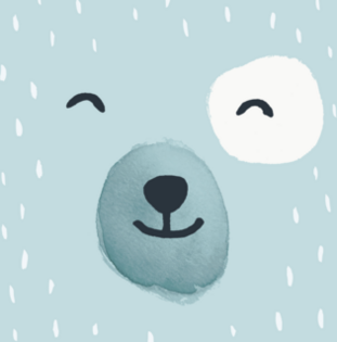Cute Blue Bear Face Sticker
