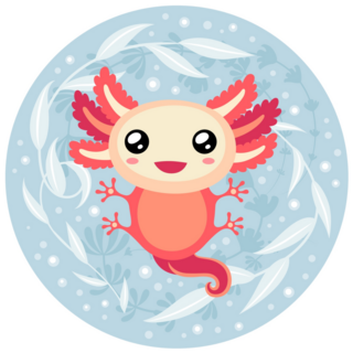 Cute Blue Circle Axolotl Sticker