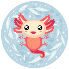 Cute Blue Circle Axolotl Sticker