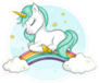 Cute Blue Magical Unicorn On Rainbow Sticker