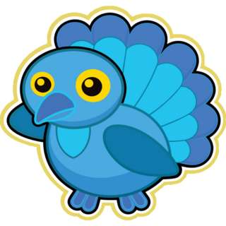 Cute Blue Turkey Cartoon Sticker