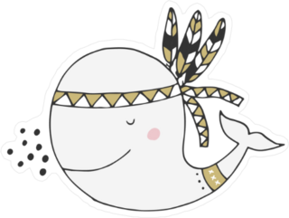 Cute Boho Whale Sticker