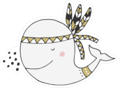 Cute Boho Whale Sticker