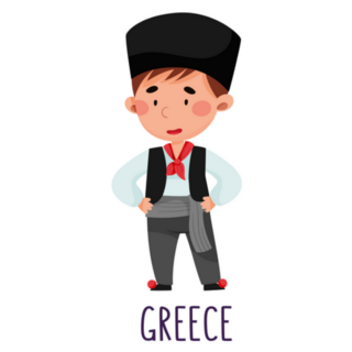 Cute Boy Wearing National Costume Of Greece Sticker