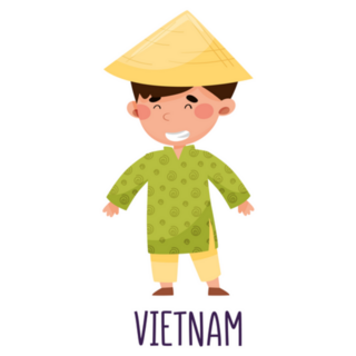 Cute Boy Wearing National Costume Of Vietnam Sticker