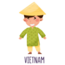 Cute Boy Wearing National Costume Of Vietnam Sticker