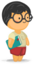 Cute Boy With Glasses Holding A Book Sticker